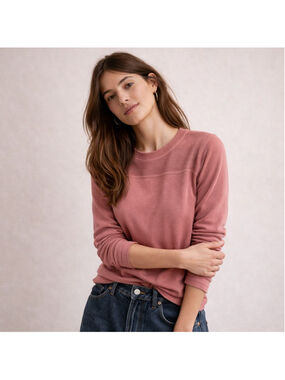 Imogene + Willie Thermal Yoke Long Sleeve Top Pink Sz S